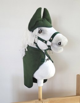 Zestaw dla Hobby Horse uniwersalny A4 i A5: polarowa derka + nauszniki - butelkowa zieleń