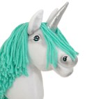 Hobby Horse Jednorożec na kiju biały, grzywa miętowa i srebrny róg A4