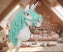 Hobby Horse Jednorożec na kiju biały, grzywa miętowa i srebrny róg A4