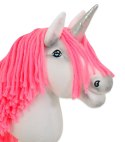 Hobby Horse Jednorożec na kiju biały, grzywa neon róż i srebrny róg A4