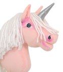 Hobby Horse Jednorożec na kiju różowy z białą grzywą i srebrnym rogiem A4