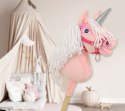Hobby Horse Jednorożec na kiju różowy z białą grzywą i srebrnym rogiem A4