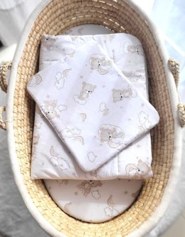 Komplet pościeli dla niemowląt z wypełnieniem 2-cz 75x100cm NEWBORN - beżowy miś z tęczą