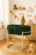 Kosz Mojżesza BOHO Handmade z kołyską - butelkowa zieleń