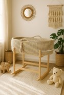 Kosz Mojżesza BOHO Handmade z kołyską - jasny beż