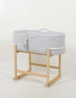 Kosz Mojżesza BOHO Handmade z kołyską - jasny szary