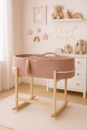 Kosz Mojżesza BOHO Handmade z kołyską - pastel pink