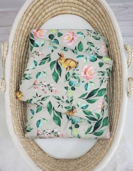 Komplet pościeli dla niemowląt z wypełnieniem 2-cz 75x100cm NEWBORN - Rabbit with flowers