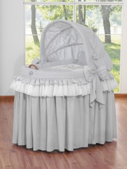 Kosz Mojżesza wiklinowy ze składaną budką - Little Princess szary