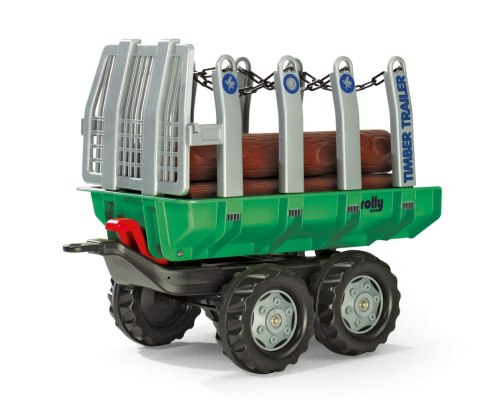 Rolly Toys 122158 Przyczepa Rolly-Timber Zielona do przewozu drzew, 2-osie