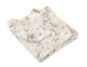 Kołderka z wypełnieniem i poduszka profilowana Miś - zestaw 2cz. - Peonies beige