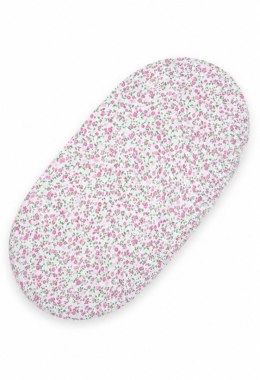 Prześcieradło bawełniane do wózka gondoli kosza Mojżesza Boho 75x35 cm - łączka różowa