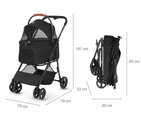Qppet Wózek dla zwierząt Bobbie Pet Black