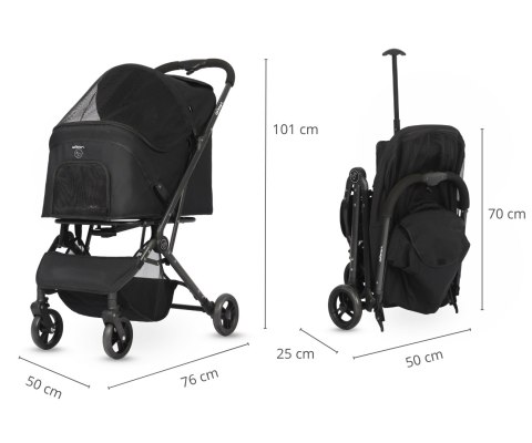 Qppet Wózek dla zwierząt Pettie Pet Black