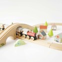Drewniana kolejka zestaw 40 elementów, tory, pociąg, zabawka, Le Toy Van