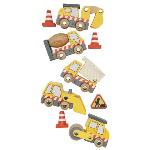 Drewniane pojazdy budowlane zestaw, zabawka samochody dla dzieci Le Toy Van
