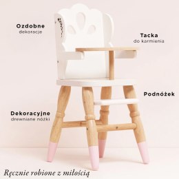 Drewniane wysokie krzesełko do karmienia lalek, zabawka, dzieci, Le Toy Van
