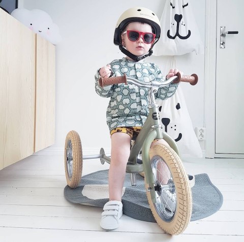 Pierwszy rowerek trójkołowy dziecięcy biegowy 2w1 zielony matowy Trybike