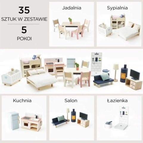 Zestaw umeblowany domek dla lalek Sophie, zabawka dla dzieci, Le Toy Van